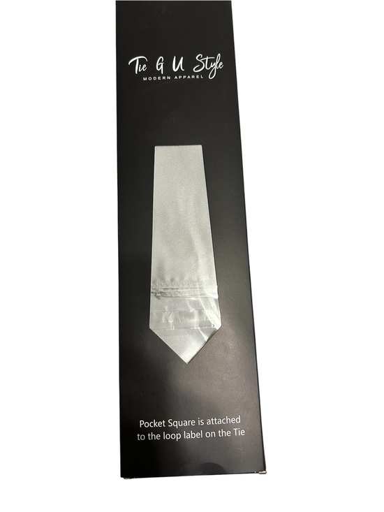 Tie G U Style Other - Silver Men’s Tie with pocket square